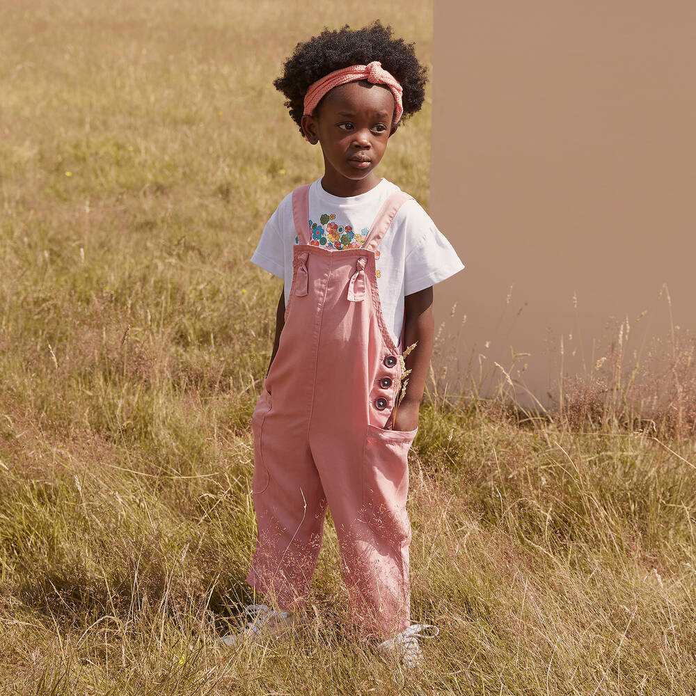 Mayoral-Girls Pink Viscose Dungarees | Childrensalon Outlet
