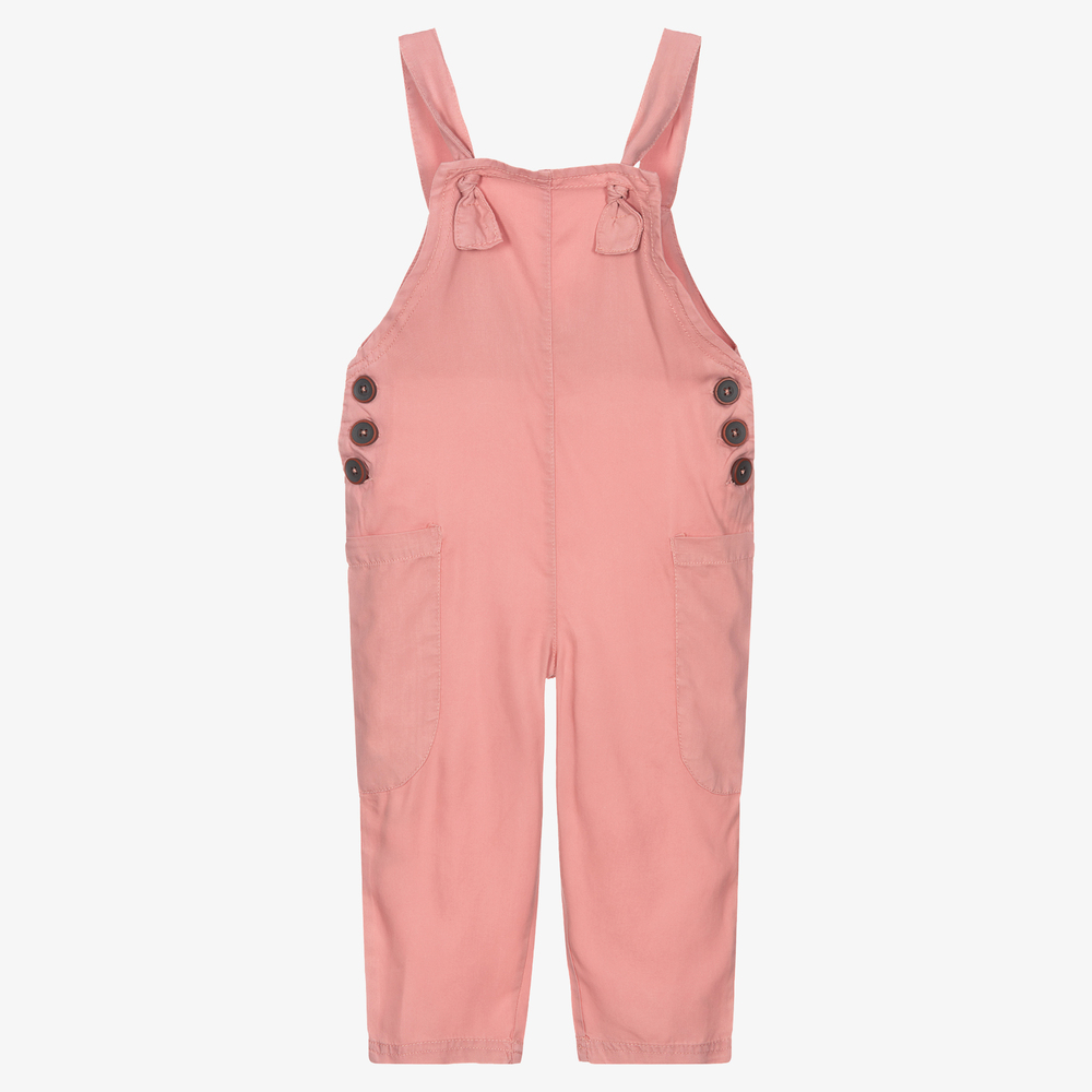 Mayoral - Girls Pink Viscose Dungarees | Childrensalon