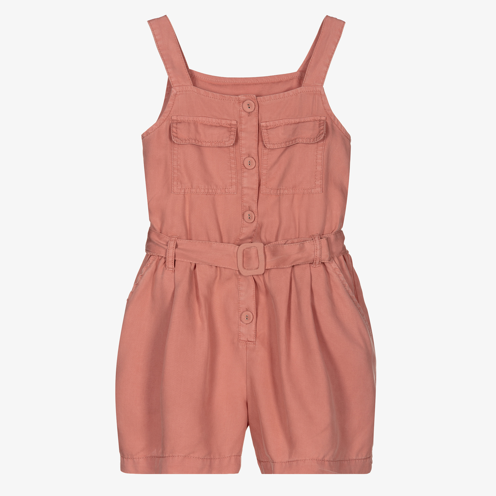 Mayoral - Girls Pink Viscose Playsuit | Childrensalon