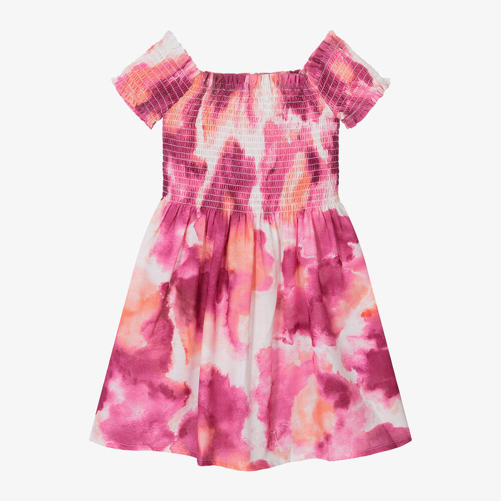 مايورال-فستان بطبعة الألوان المائية لون زهري وأبيض للمراهقات | Childrensalon Outlet