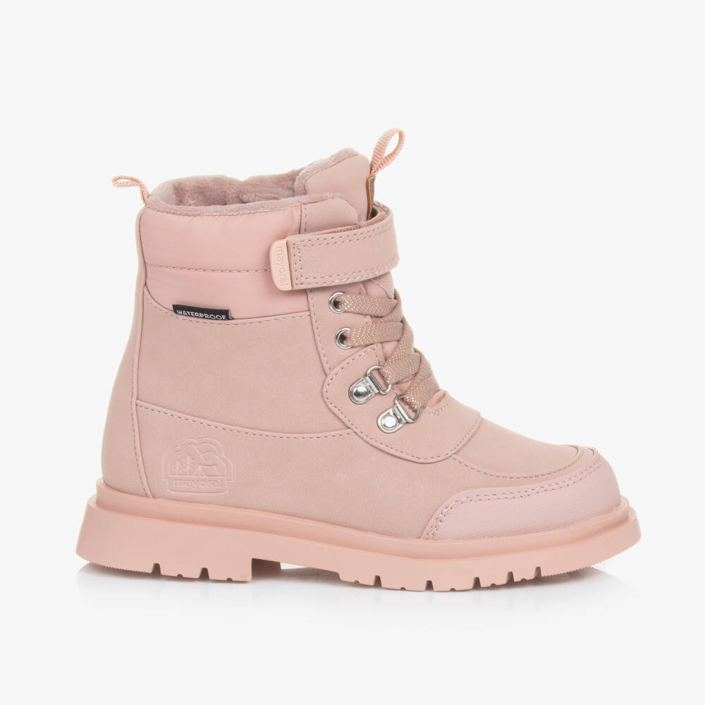 Mayoral-Girls Pink Waterproof Lace-Up Boots | Childrensalon Outlet