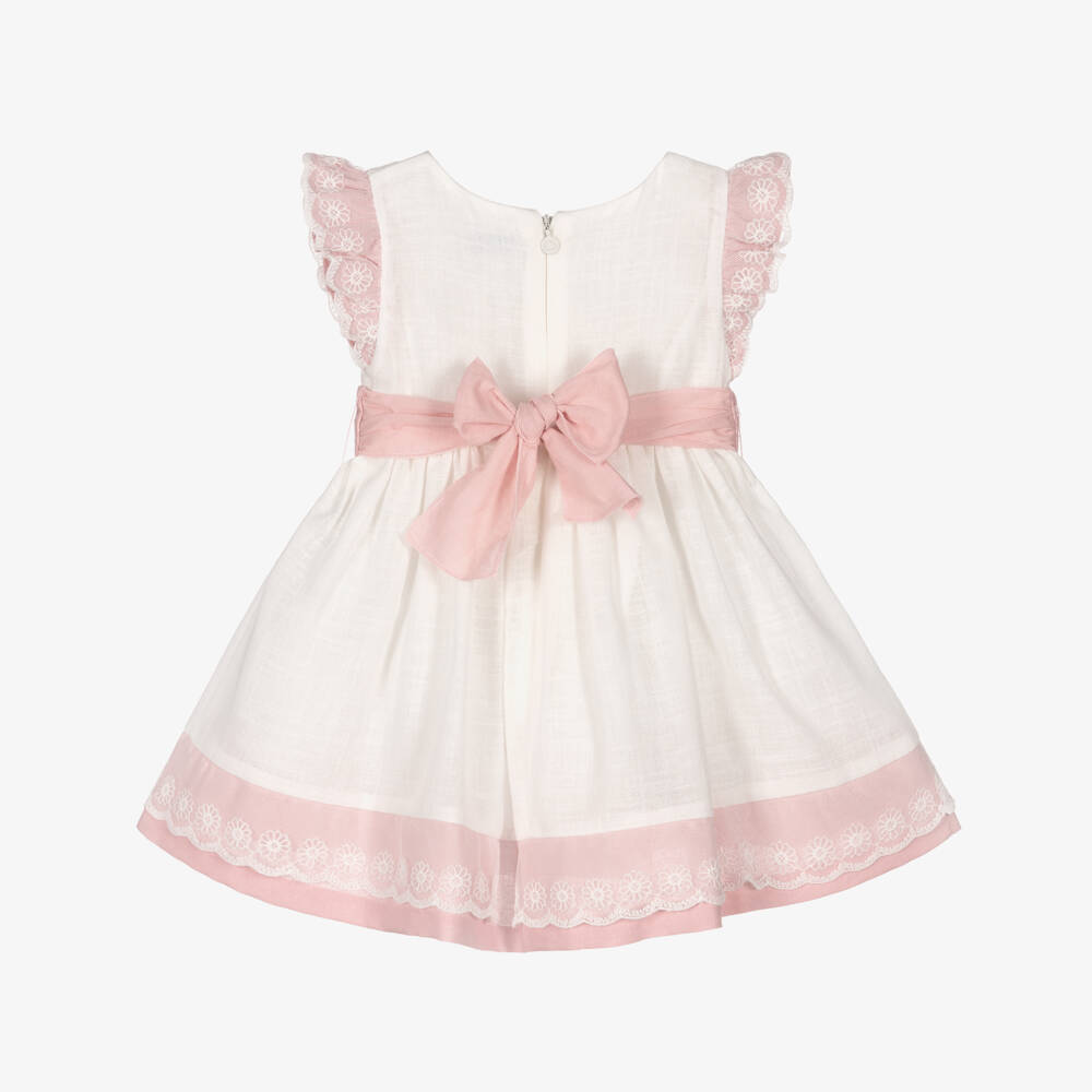 Mayoral-Платье с поясом розово-белое для девочек | Childrensalon Outlet