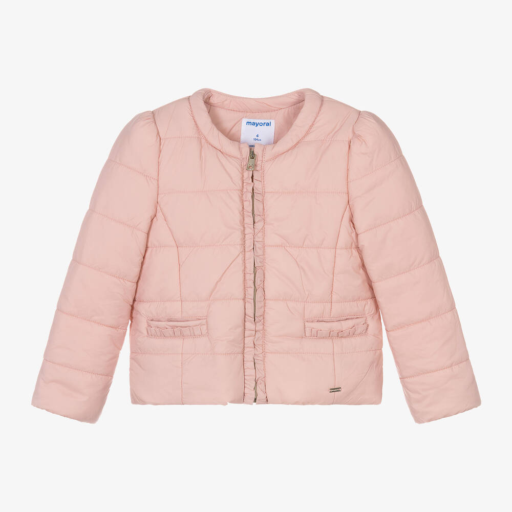 Mayoral-Girls Pink Zip-Up Puffer Jacket | Childrensalon Outlet
