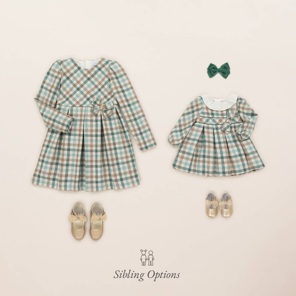 Mayoral-Girls Plaid Green Dress | Childrensalon Outlet