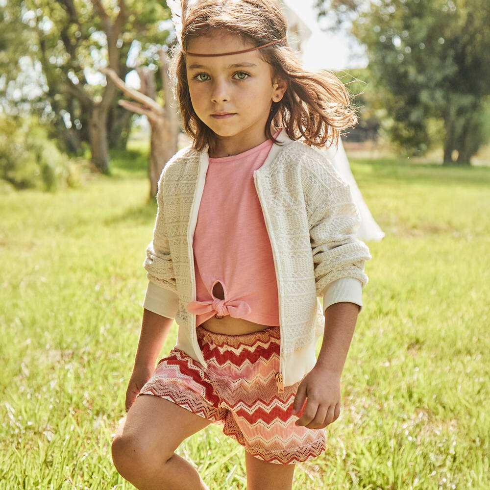 Mayoral-Girls Playful Pink Patterned Ensemble | Childrensalon Outlet