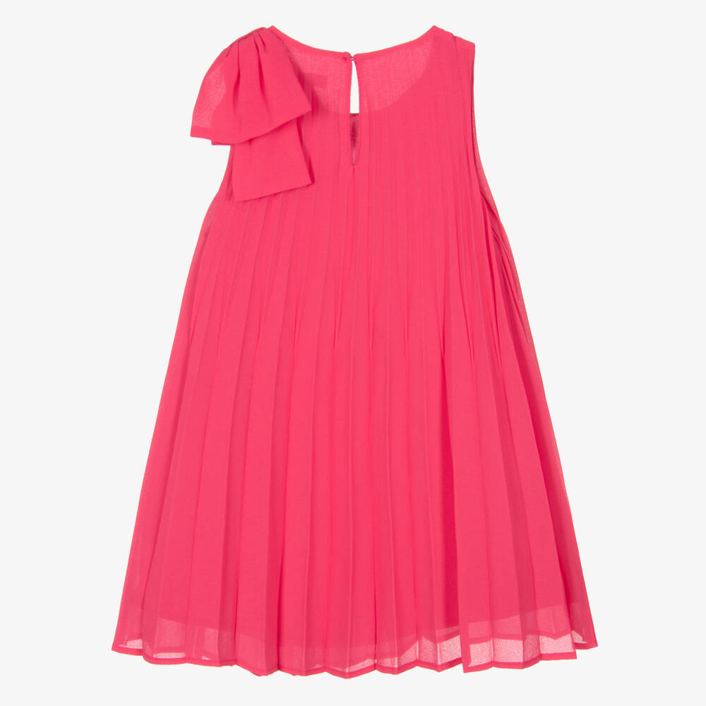 Mayoral-Girls Pleated Chiffon Pink Dress | Childrensalon Outlet