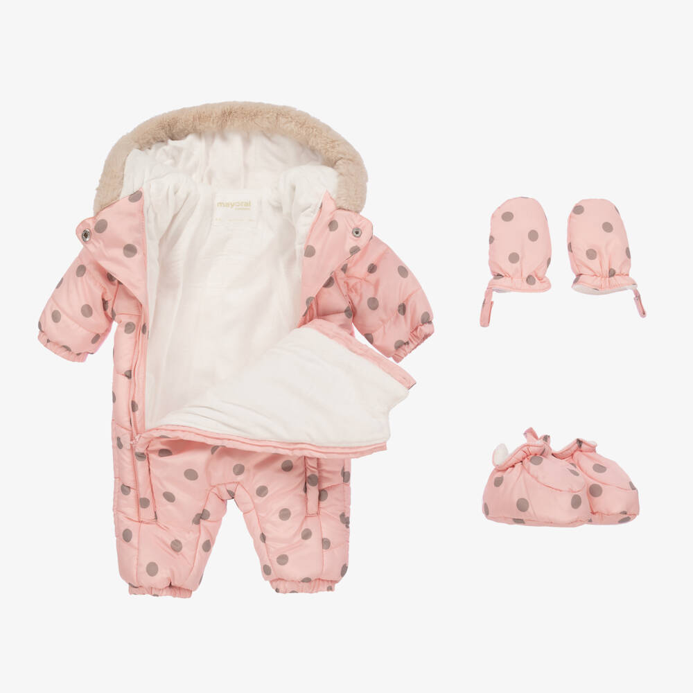 Mayoral-Розовый утепленный зимний комбинезон | Childrensalon Outlet