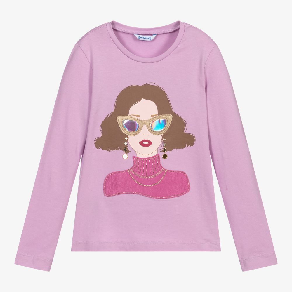 Mayoral - Girls Purple Cotton Top | Childrensalon