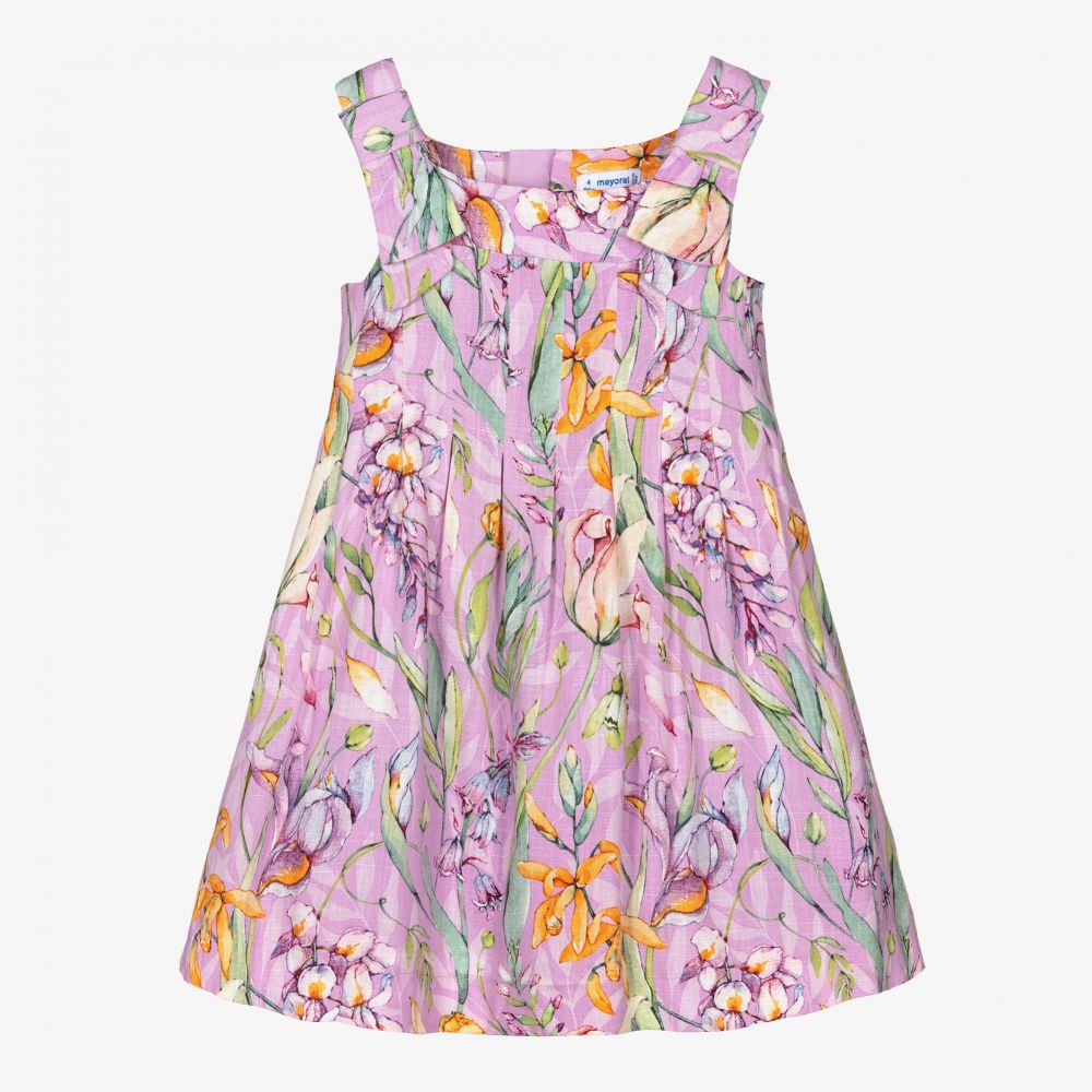 Mayoral - Girls Purple Floral Dress | Childrensalon