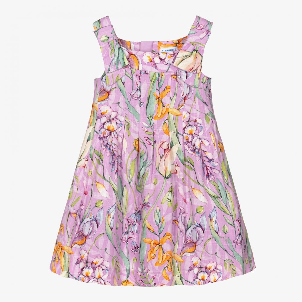 Mayoral-Фиолетовое платье в цветочек для девочек | Childrensalon Outlet