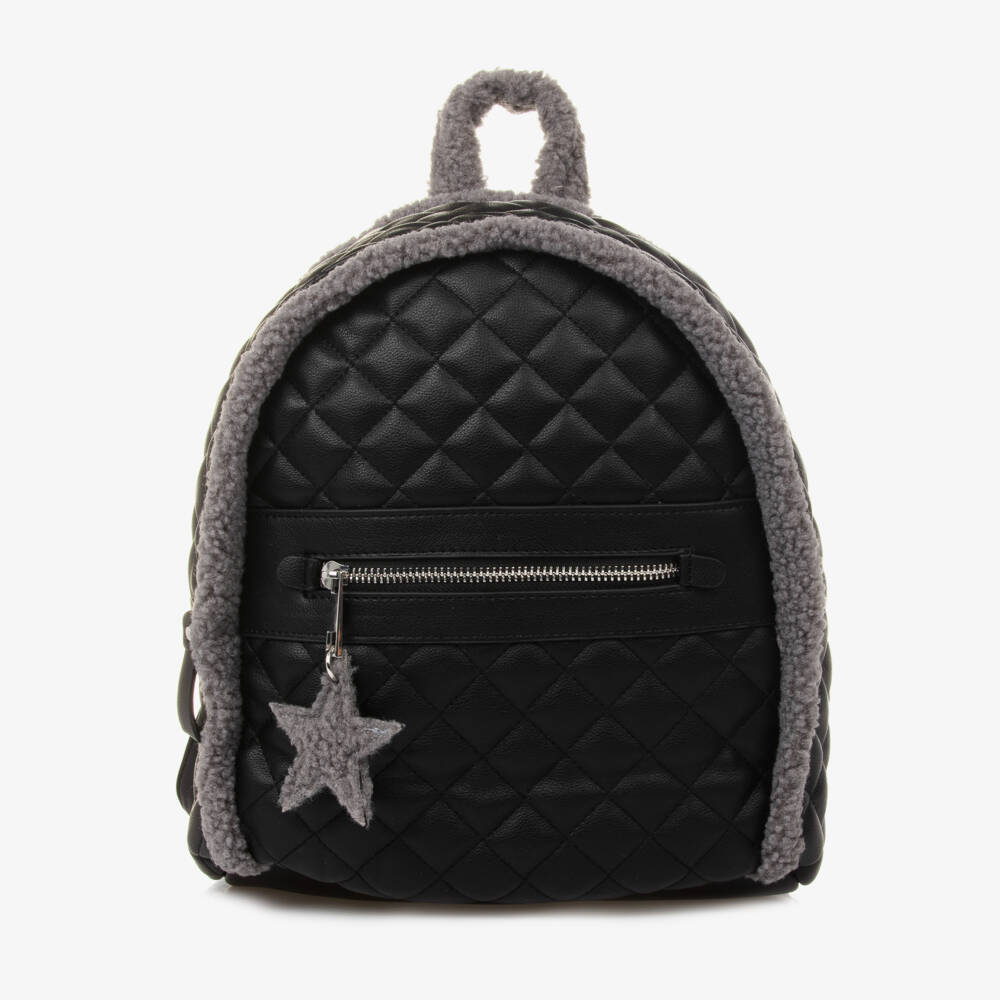 Mayoral-Girls Quilted Black Sherpa Backpack | Childrensalon Outlet