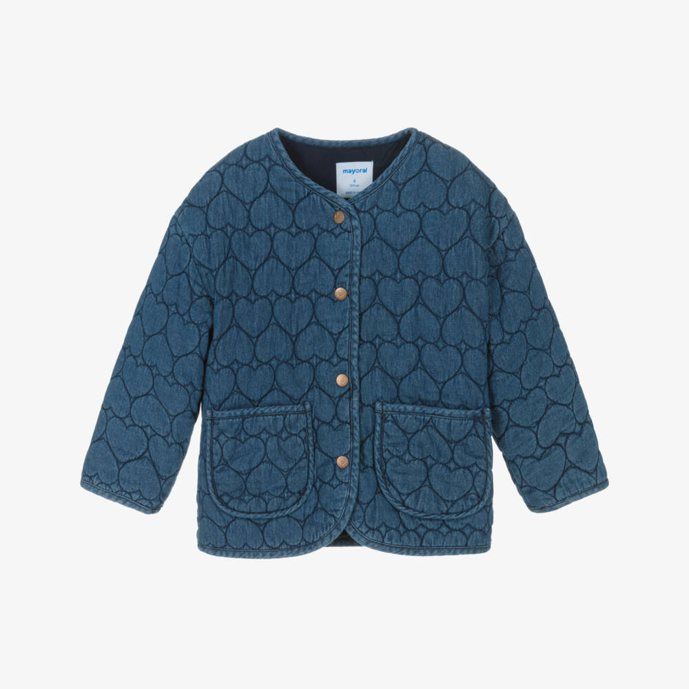 Mayoral-Girls Quilted Blue Heart Jacket | Childrensalon Outlet