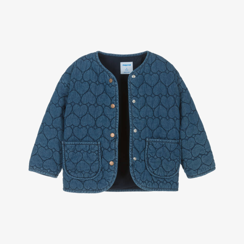 Mayoral-Girls Quilted Blue Heart Jacket | Childrensalon Outlet
