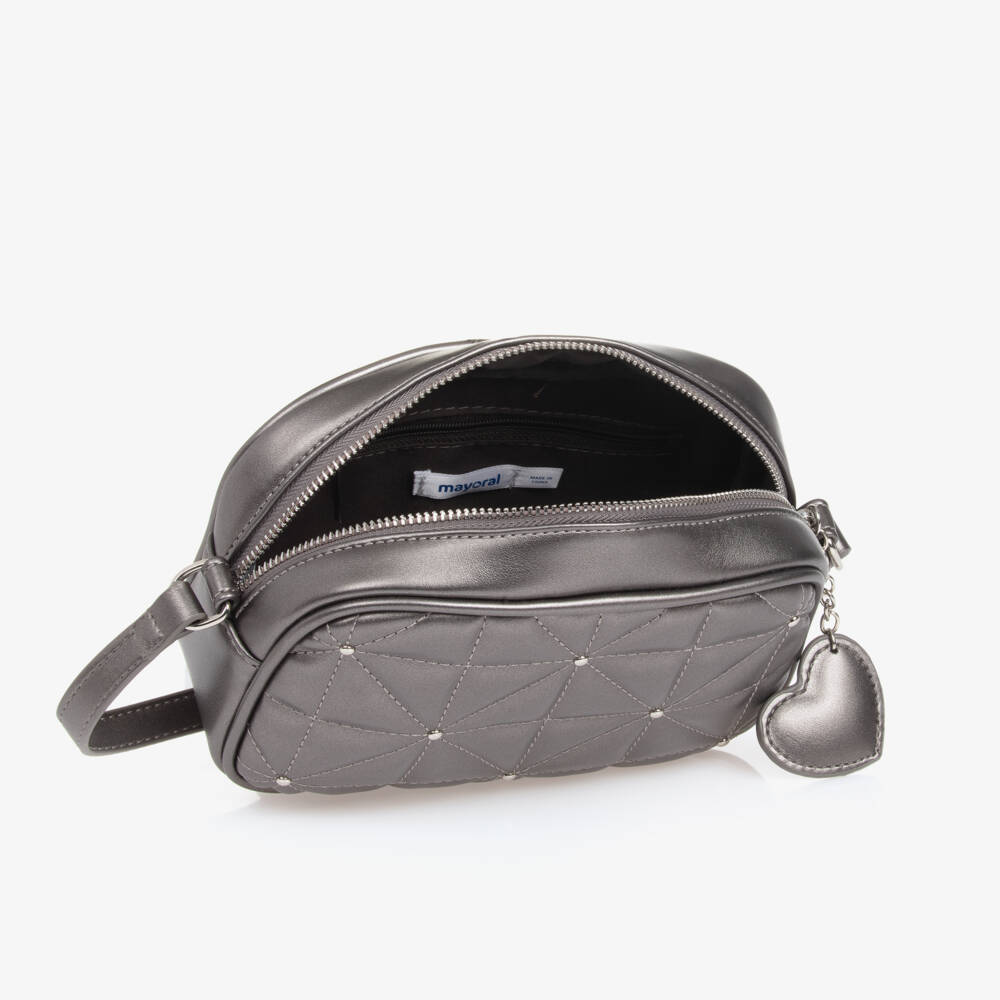 Mayoral-Girls Quilted Grey Metallic Bag | Childrensalon Outlet