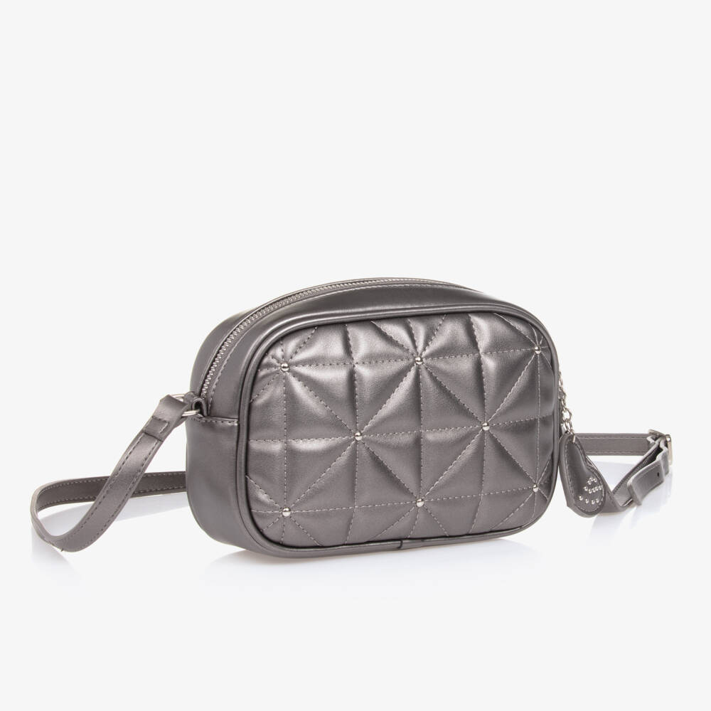 Mayoral-Girls Quilted Grey Metallic Bag | Childrensalon Outlet