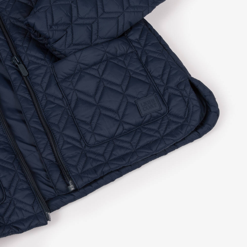 Mayoral-Girls Quilted Navy Hooded Coat | Childrensalon Outlet