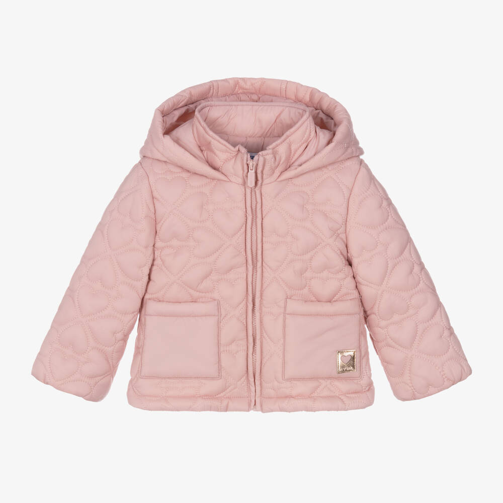 Mayoral-Girls Quilted Pink Heart Jacket | Childrensalon Outlet