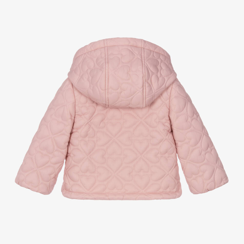 Mayoral-Girls Quilted Pink Heart Jacket | Childrensalon Outlet