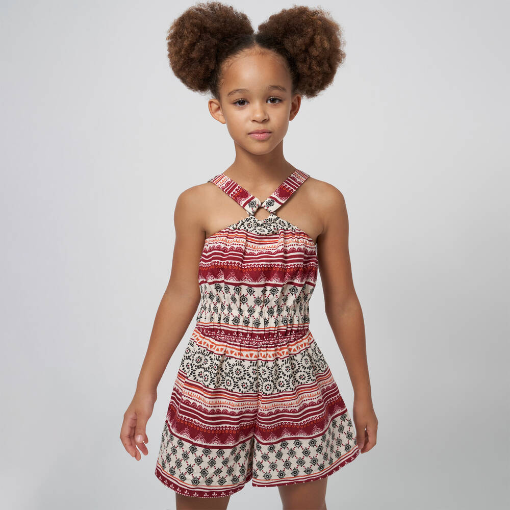Mayoral-Girls Red Abstract Print Playsuit | Childrensalon Outlet