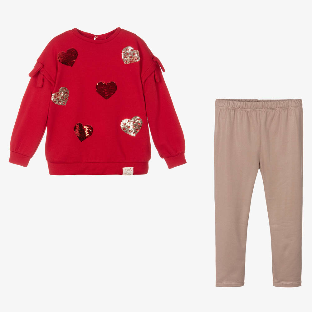 Mayoral-Girls Red & Beige Leggings Set | Childrensalon Outlet