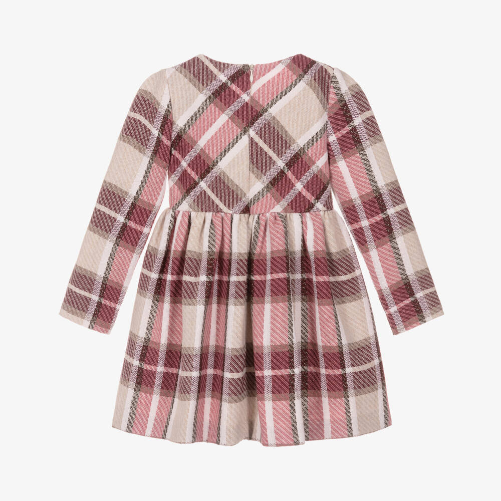 Mayoral-Girls Red & Beige Tartan Dress with Velvet Bow | Childrensalon Outlet