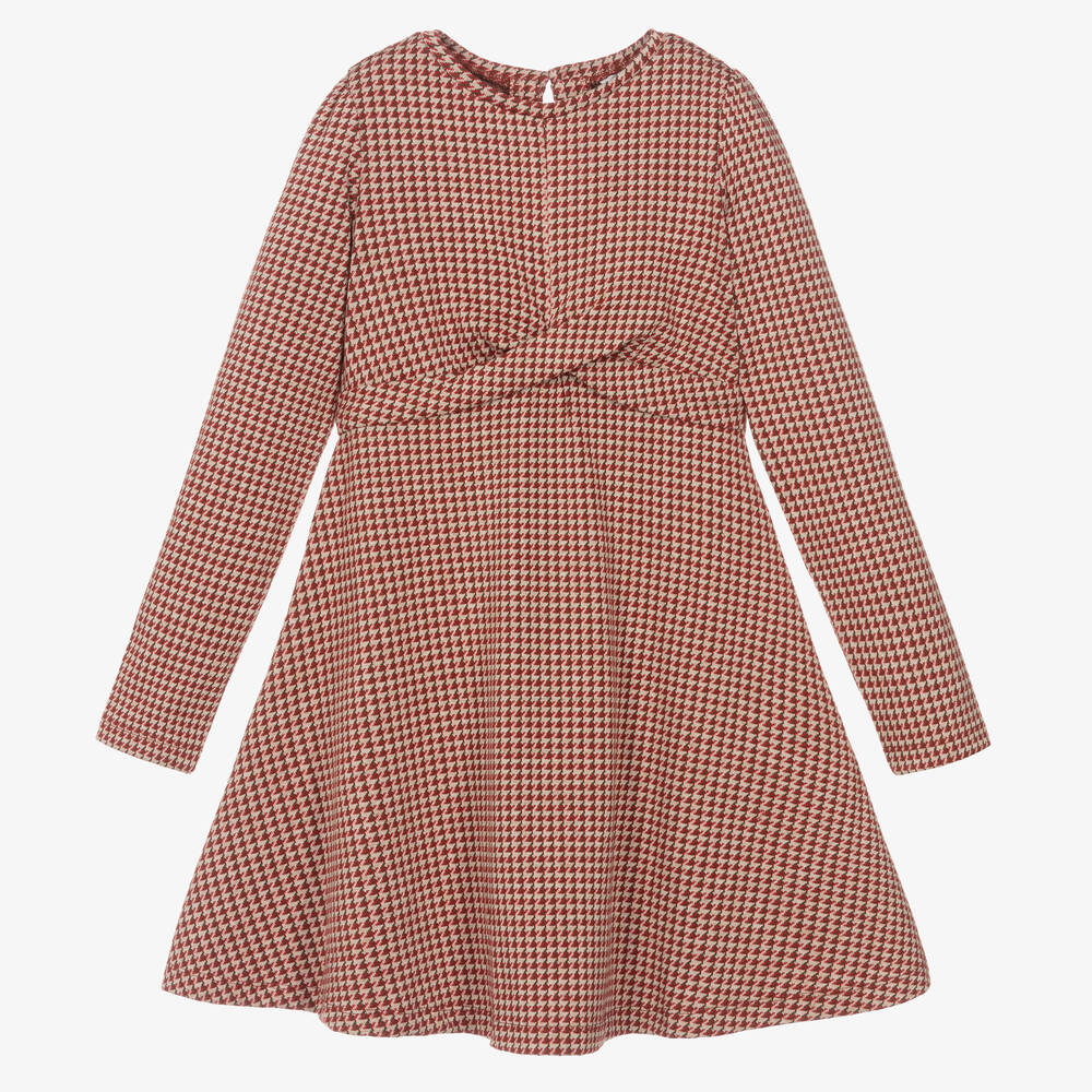 Mayoral - Girls Red & Beige Viscose Jersey Dress | Childrensalon