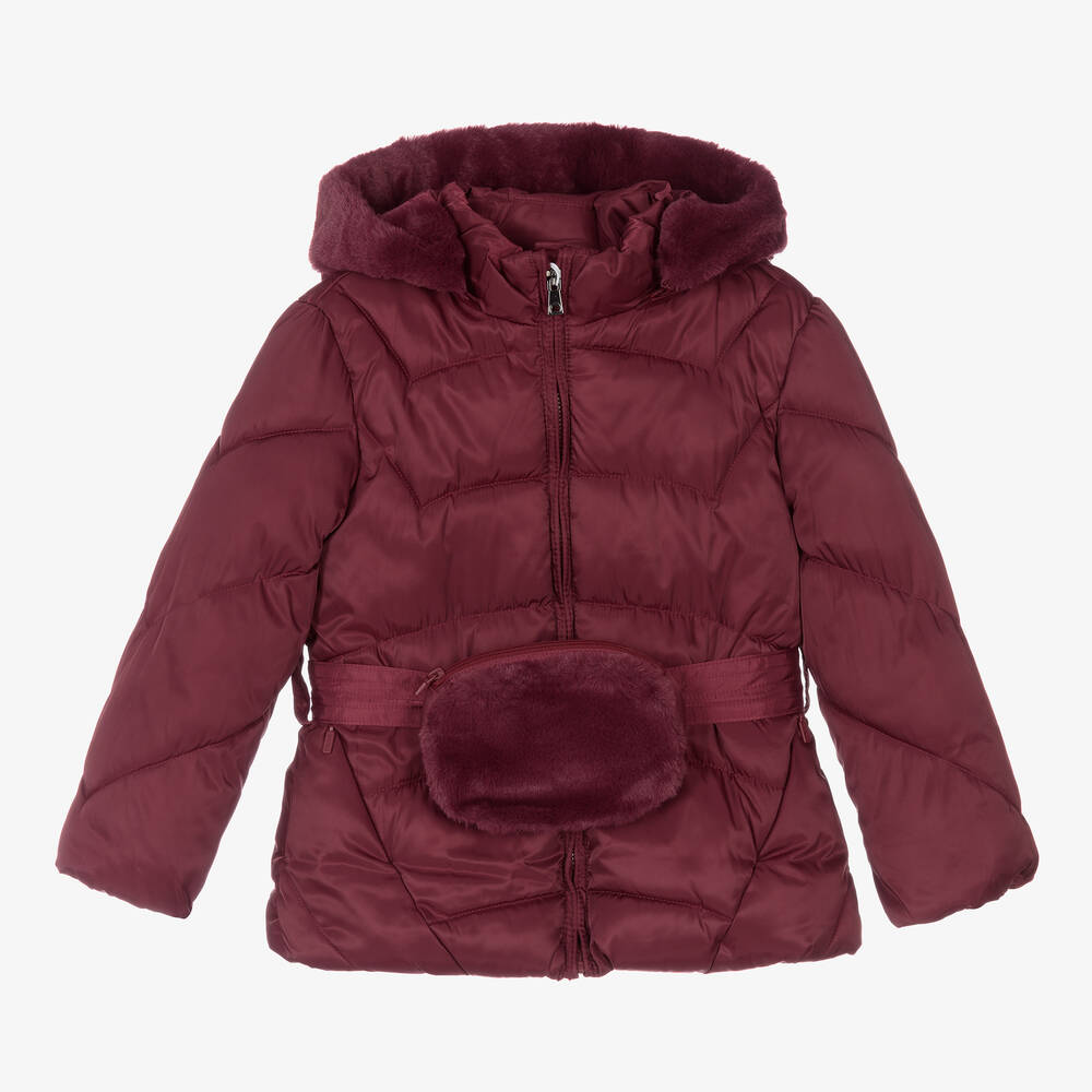 Mayoral - Girls Red Belted Puffer Coat | Childrensalon