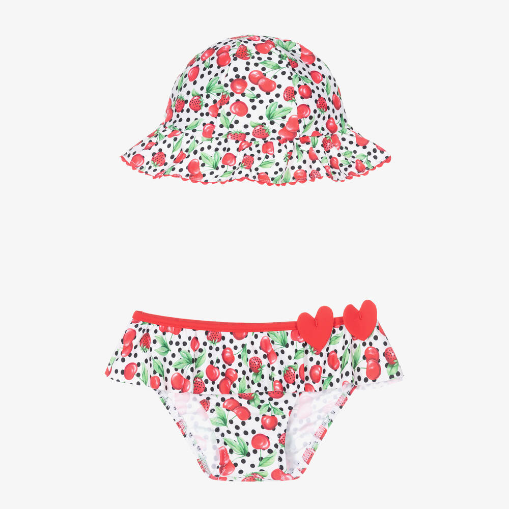 Mayoral - Girls Red Bikini Bottoms & Hat Set | Childrensalon