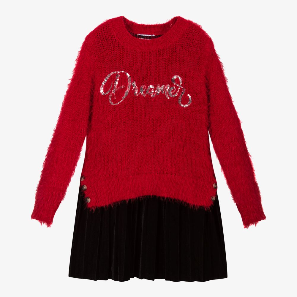 Mayoral - Set mit rotem Pullover und schwarzem Kleid (M) | Childrensalon