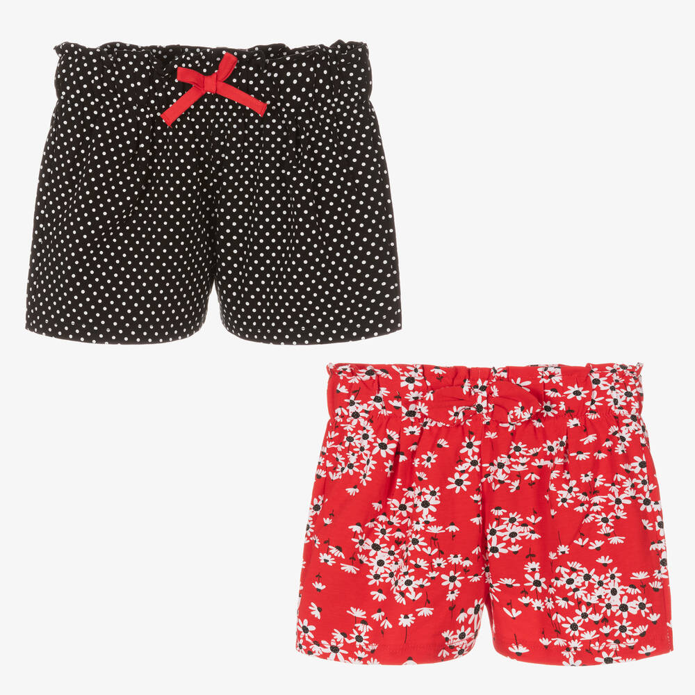 Mayoral - Girls Red & Black Jersey Shorts (2 Pack) | Childrensalon