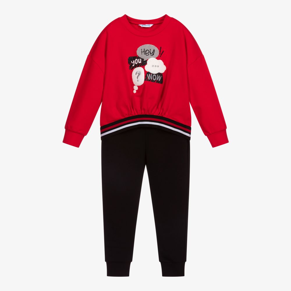 Mayoral - Красно-черный спортивный костюм для девочек | Childrensalon