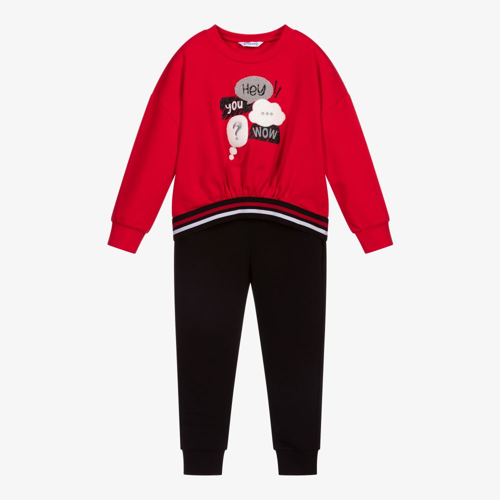 Mayoral - Girls Red & Black Tracksuit | Childrensalon