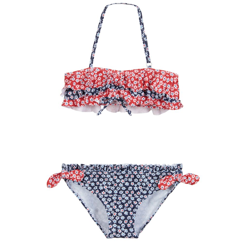 Mayoral - Maillot de bain 2 pièces fleuri rouge et bleu Fille | Childrensalon