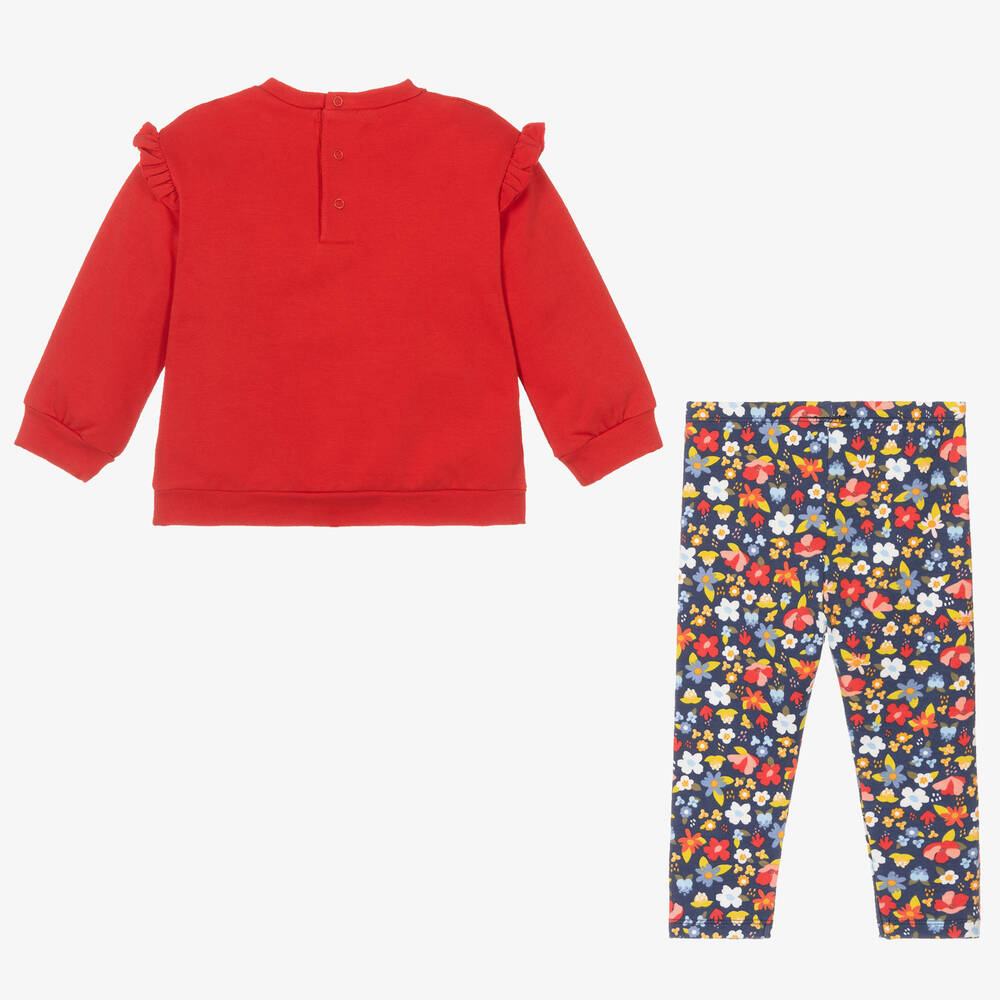 Mayoral-Girls Red & Blue Floral Leggings Set | Childrensalon Outlet