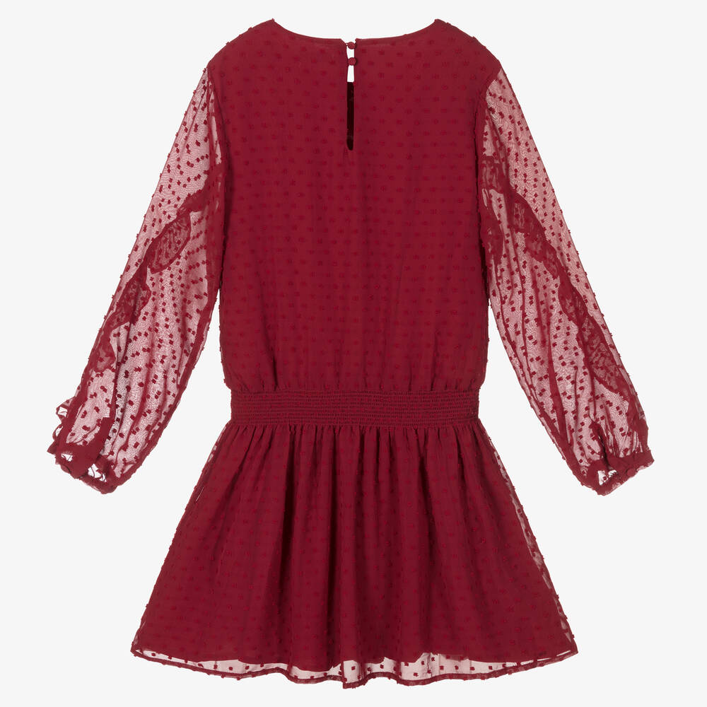 Mayoral-Girls Red Chiffon Dress | Childrensalon Outlet