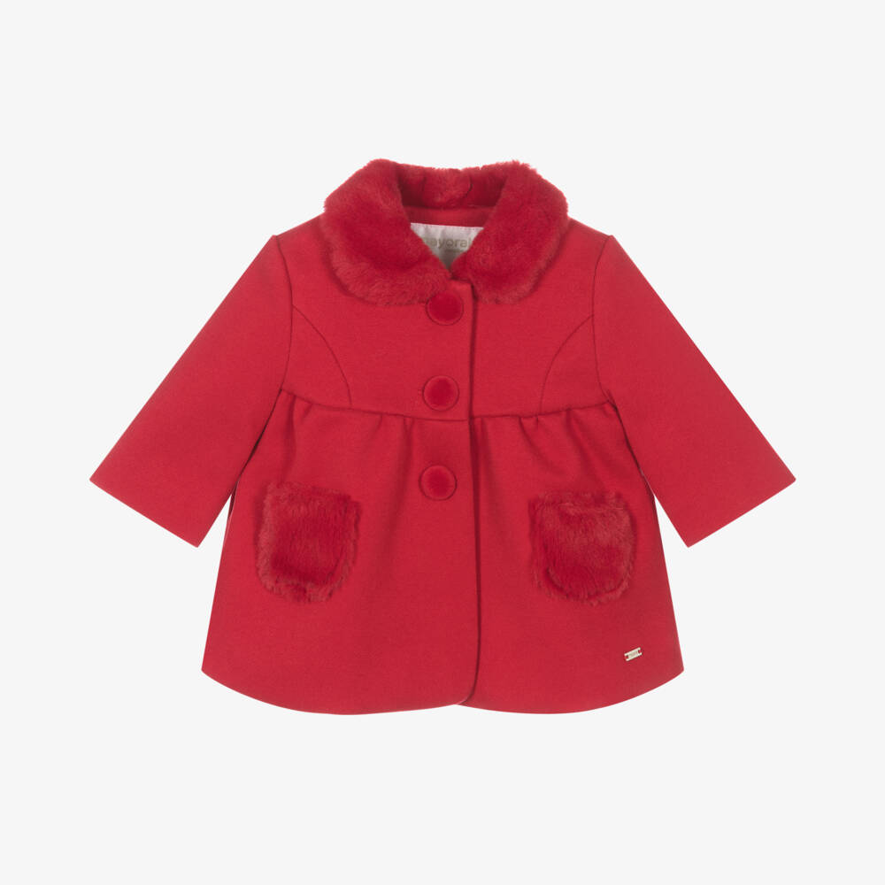Mayoral Newborn-Girls Red Classic Trapeze Coat | Childrensalon Outlet