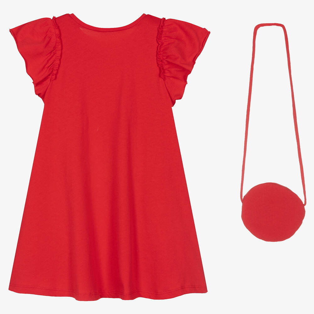 Mayoral-Красное хлопковое платье и сумочка | Childrensalon Outlet
