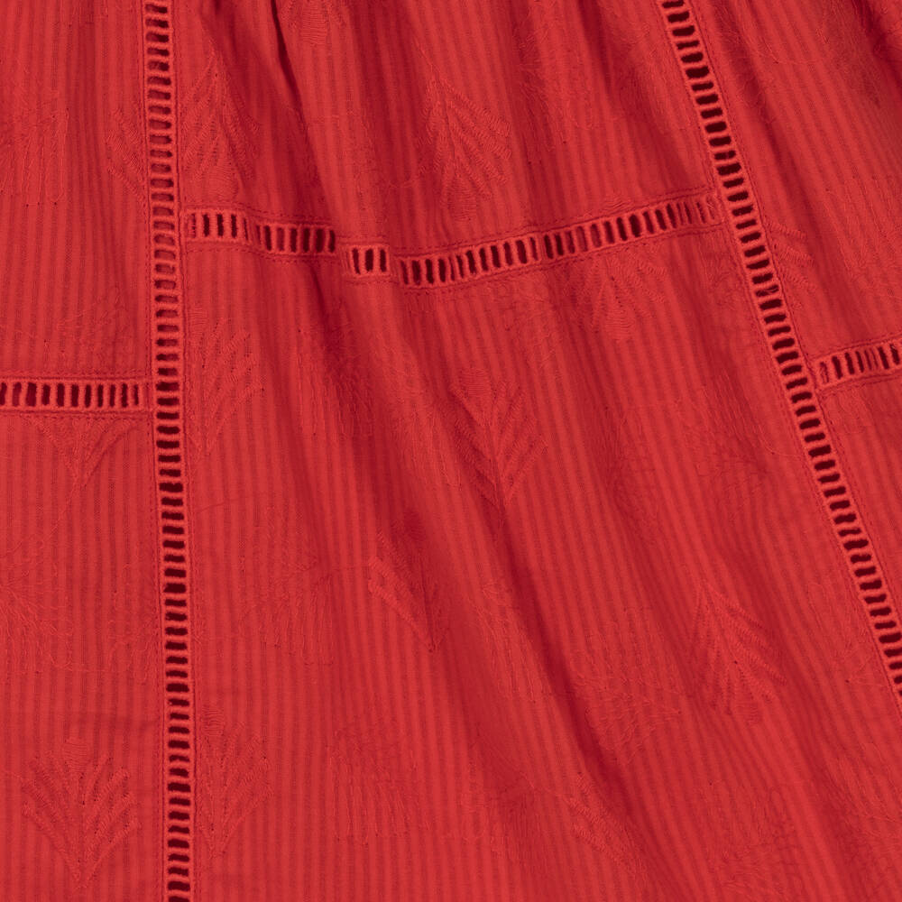 Mayoral-Girls Red Cotton Embroidered Dress | Childrensalon Outlet