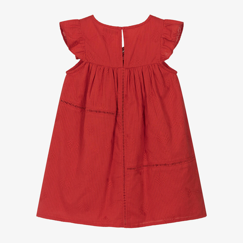 Mayoral-Girls Red Cotton Embroidered Dress | Childrensalon Outlet