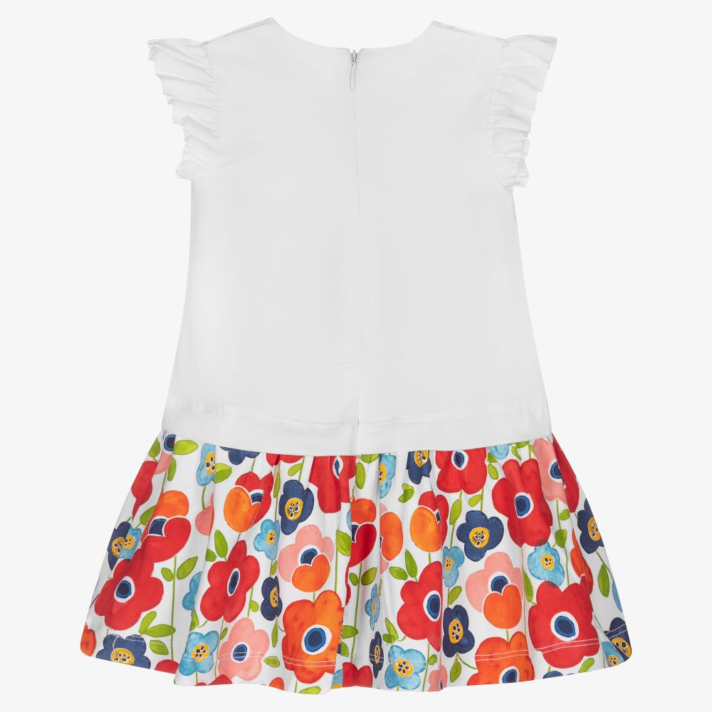 Mayoral-Girls Red Cotton Floral Dress | Childrensalon Outlet