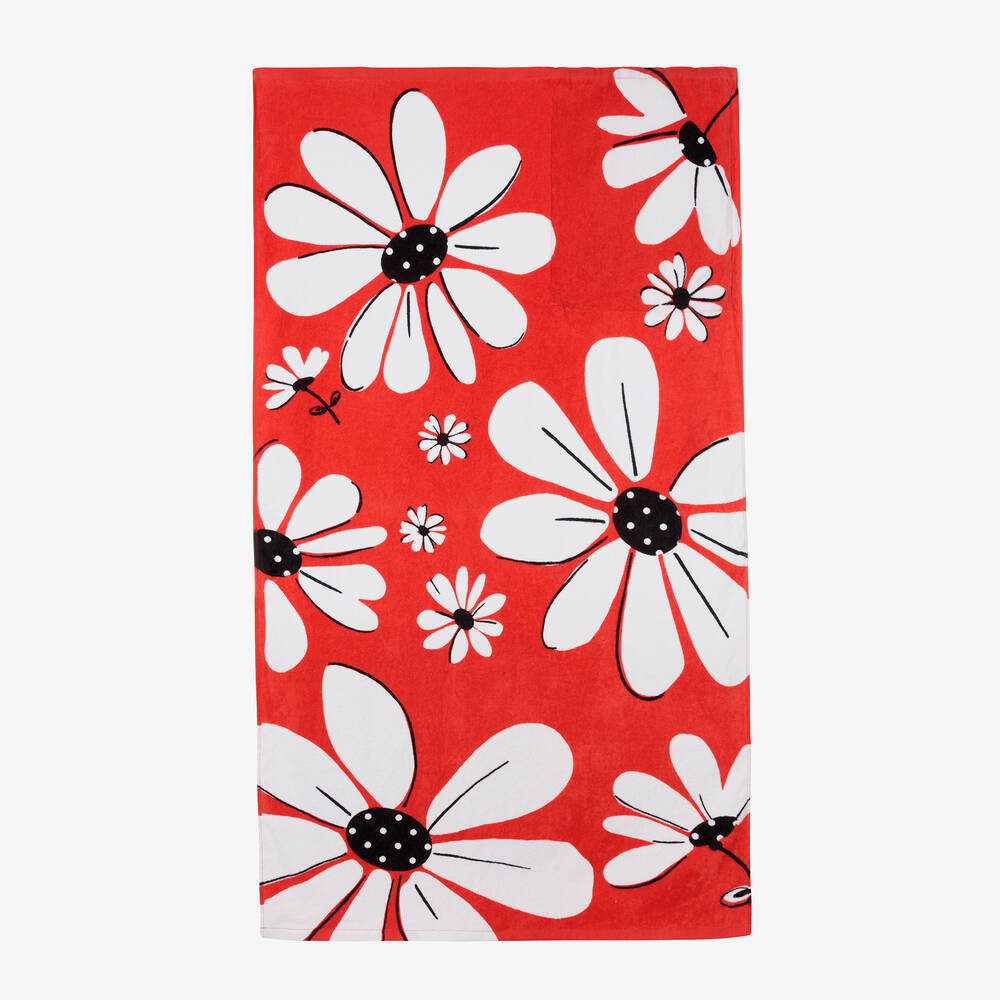 Mayoral-Girls Red Cotton Floral Towel (148cm) | Childrensalon Outlet