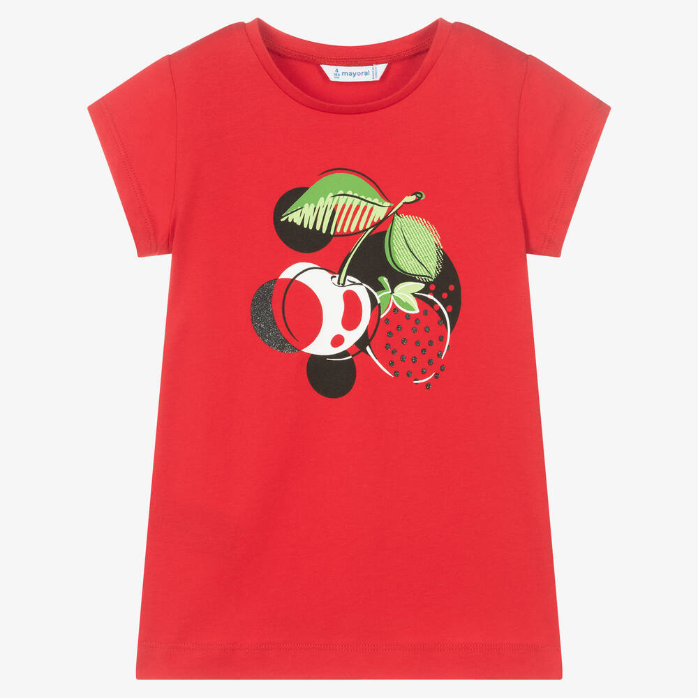 Mayoral - Rotes Baumwoll-T-Shirt für Mädchen | Childrensalon