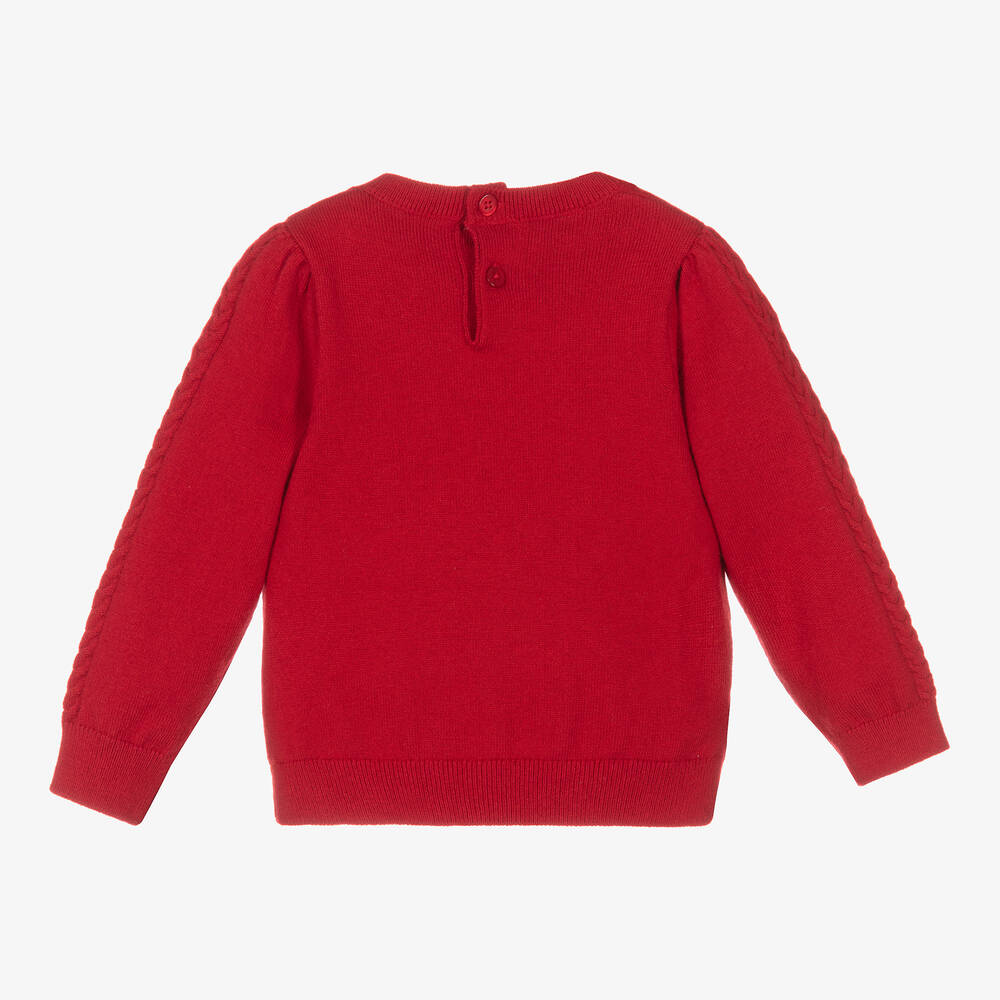 Mayoral-Красный свитер из шерсти и хлопка с оленями | Childrensalon Outlet