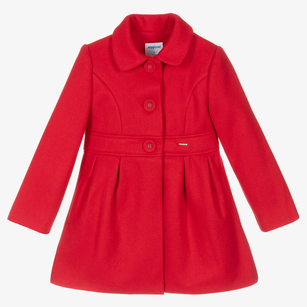 Mayoral-Girls Red Felted Coat | Childrensalon Outlet