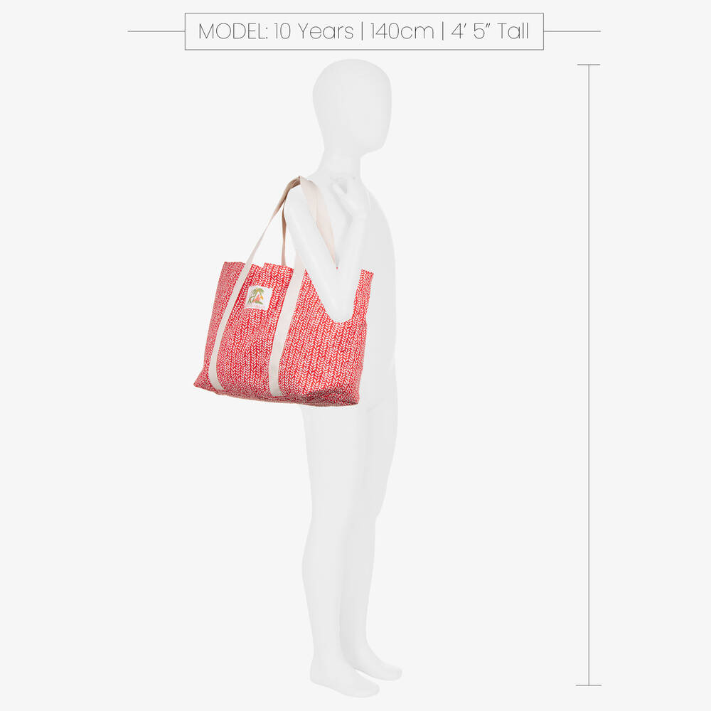 Mayoral Girls Red Floral Cotton Beach Bag 51cm Childrensalon Outlet