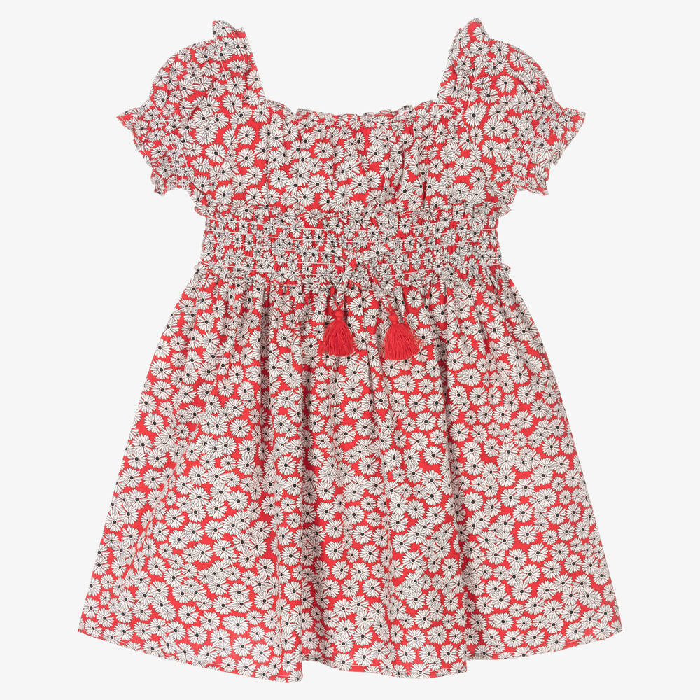 Mayoral - Girls Red Floral Cotton Dress | Childrensalon