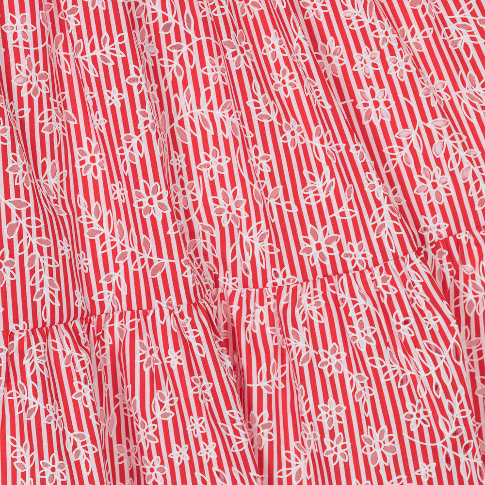Mayoral-Girls Red Floral Stripe Cotton Dress | Childrensalon Outlet