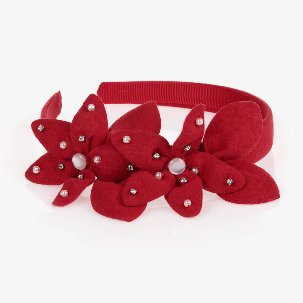 مايورال-طوق للشعر شامواه صناعي لون أحمر للبنات | Childrensalon Outlet