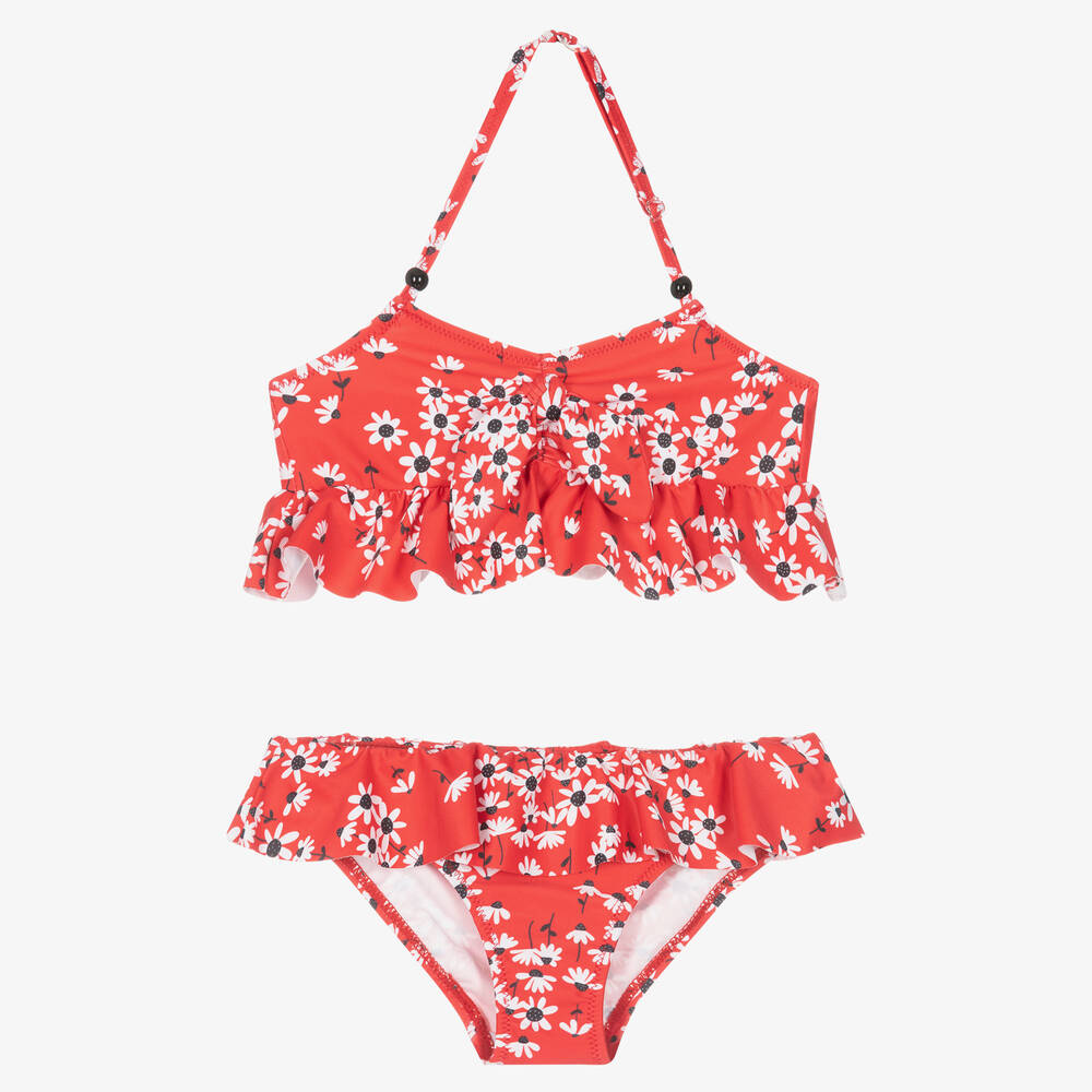 Mayoral - Girls Red Flower Print Bikini | Childrensalon