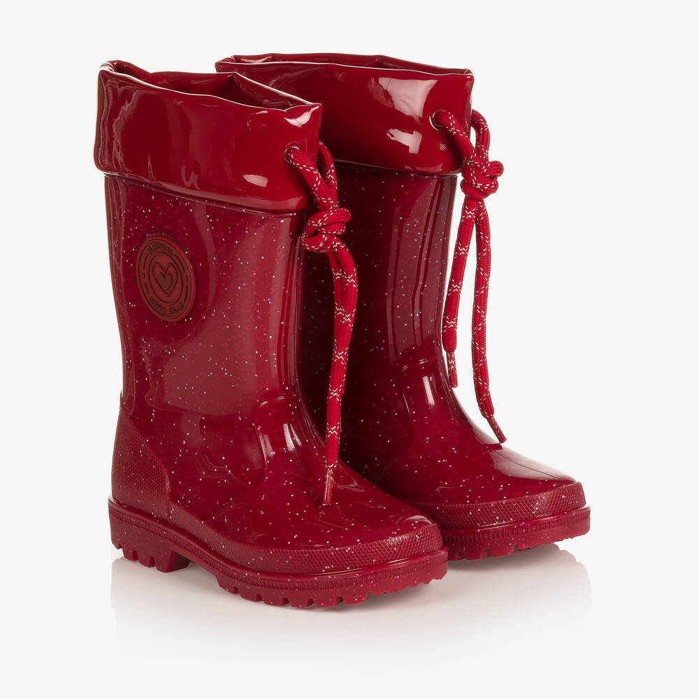 Mayoral - Girls Red Glitter Rain Boots | Childrensalon